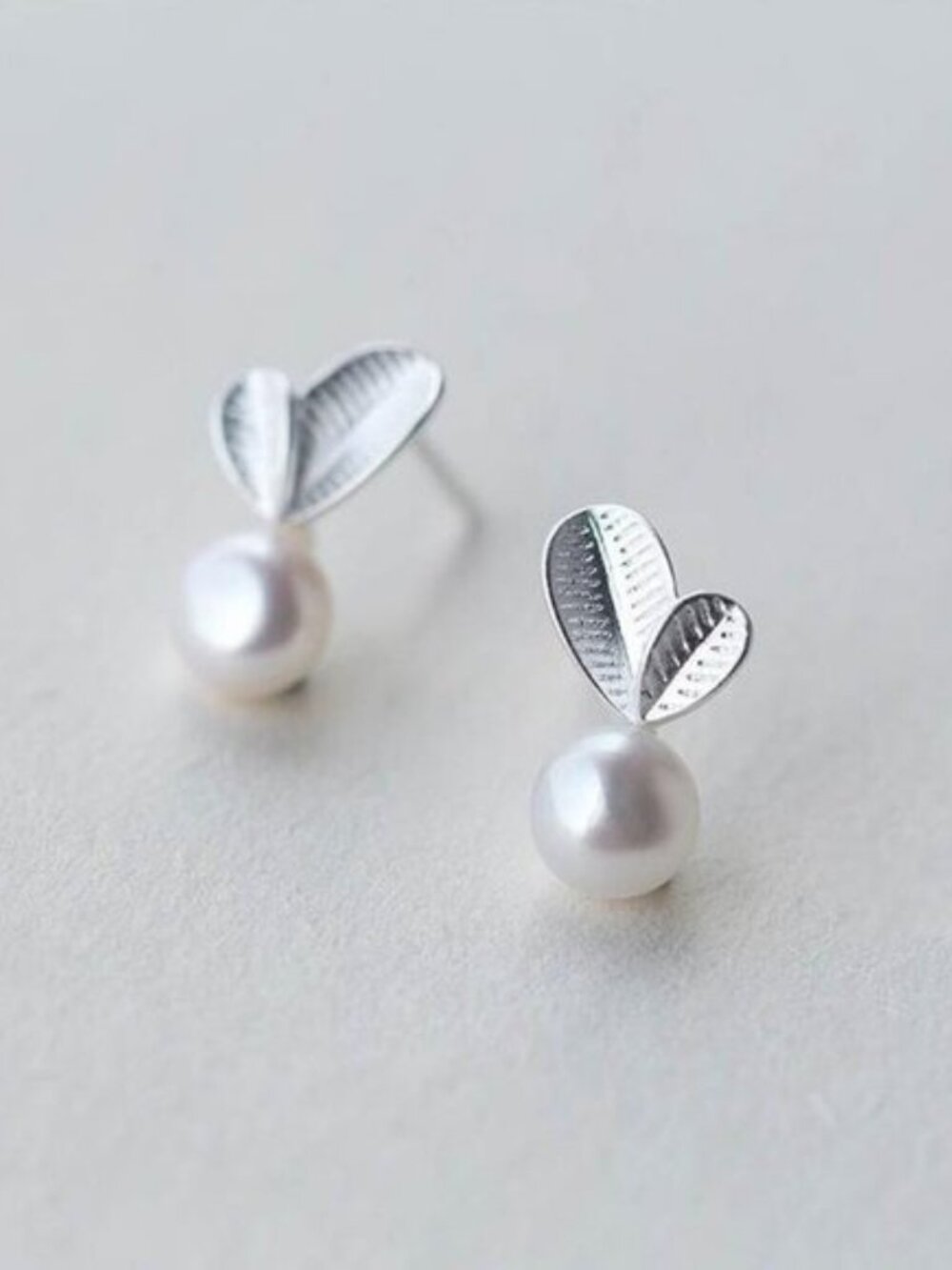 NEW [Set of 3] 925 Sterling Silver Pearl Leaf Set - Picture 7 of 8